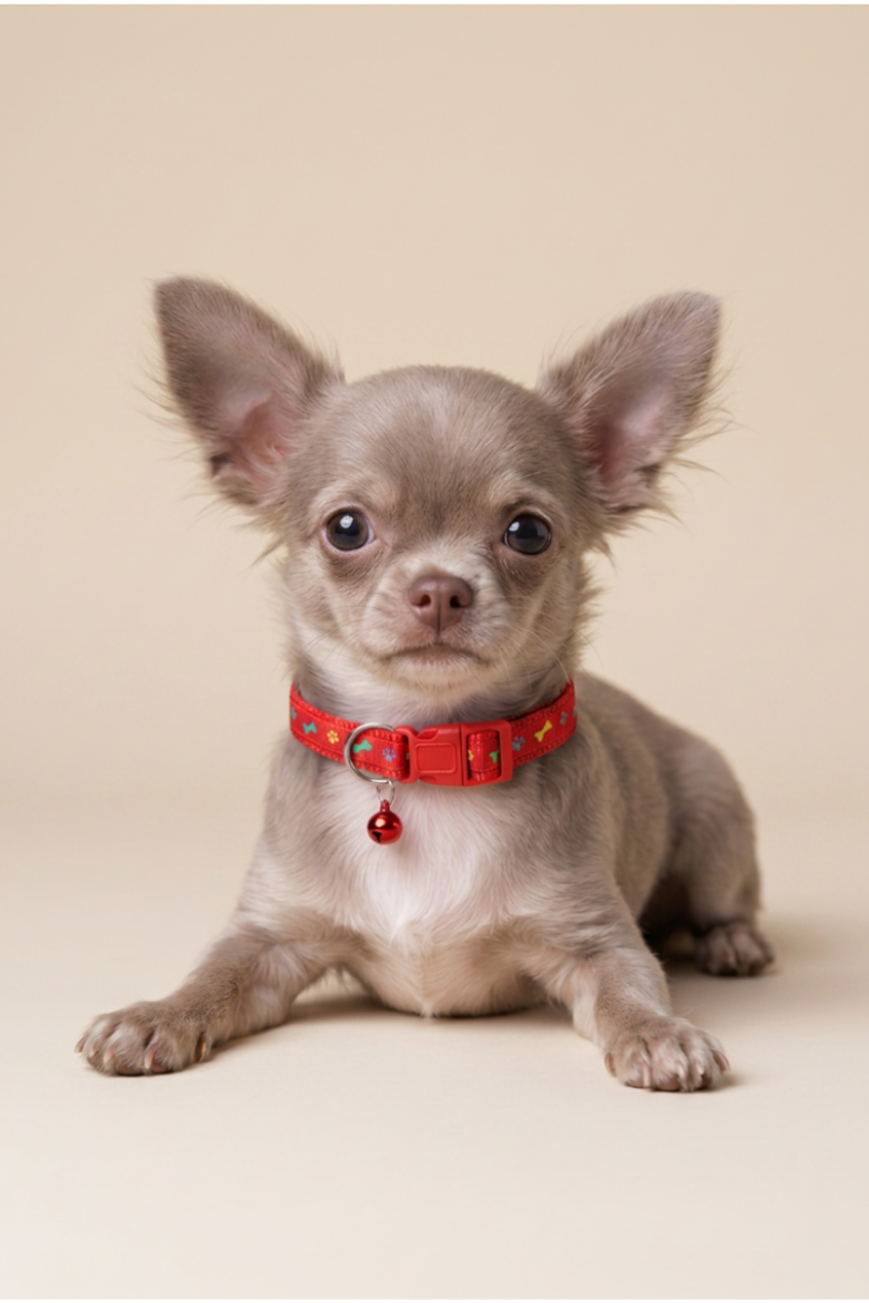 Royal Puppy Patterned Collar with Bell – Adjustable Soft Pet Collar