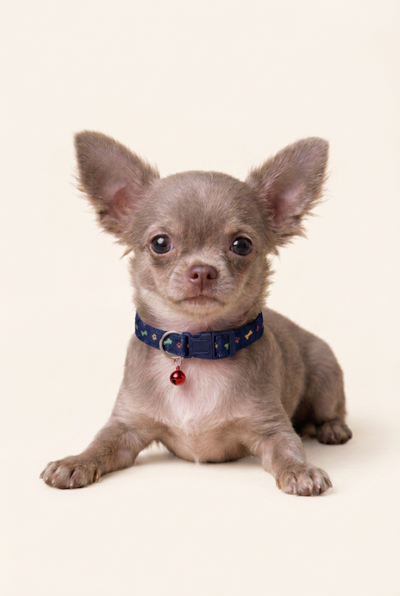 Royal Puppy Patterned Collar with Bell – Adjustable Soft Pet Collar