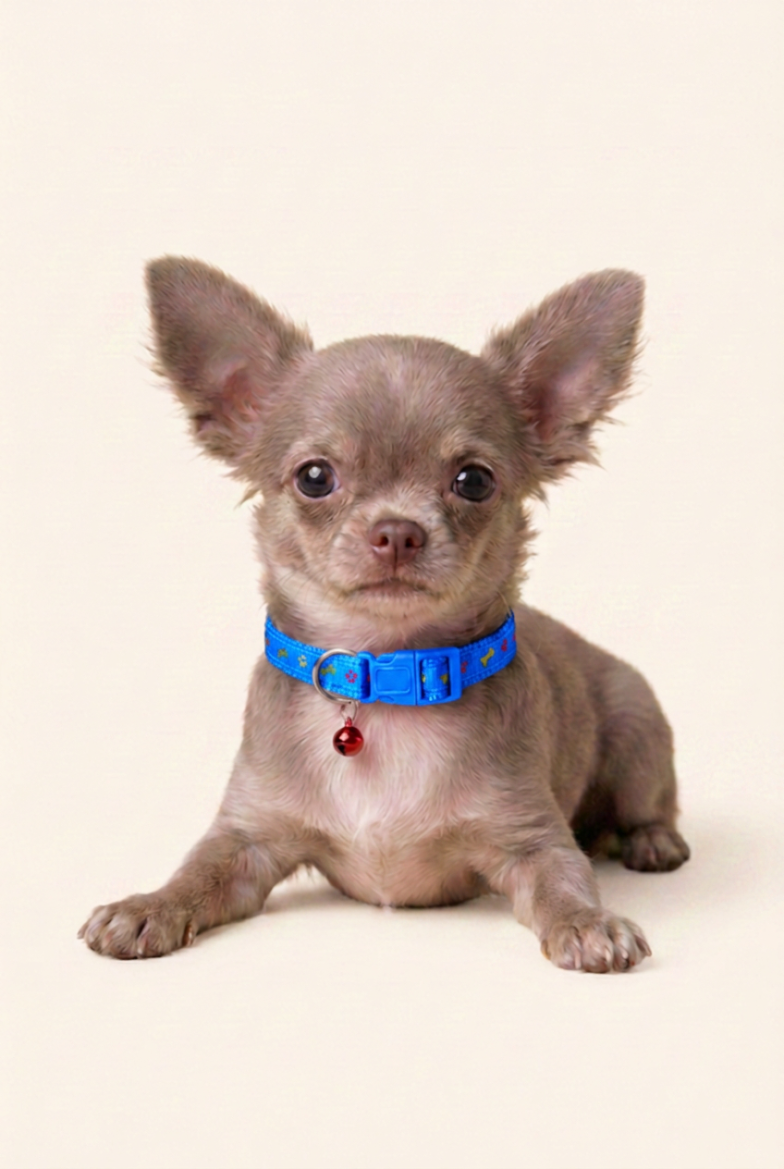 Royal Puppy Patterned Collar with Bell – Adjustable Soft Pet Collar